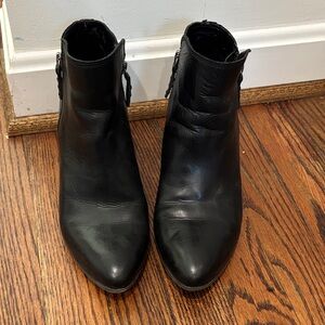 Frye Judith Black Ankle Double Zip Booties, Size 9.5